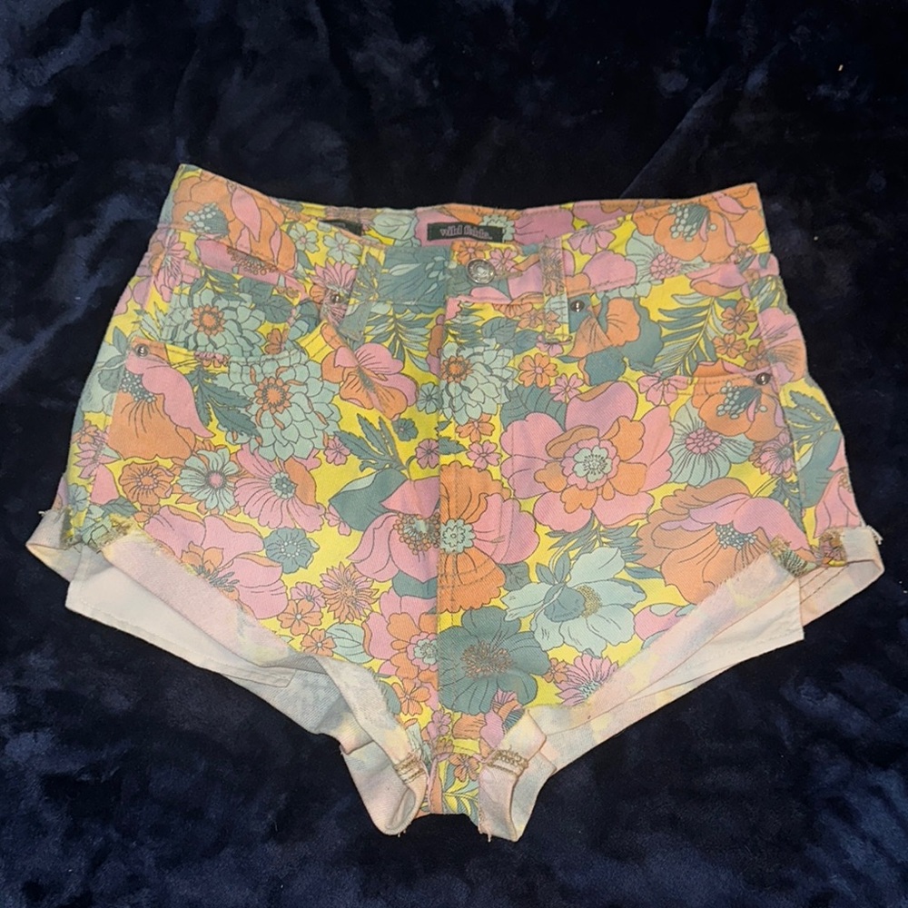 Wild Fable Pink and Yellow Jean Shorts Vibrant Style